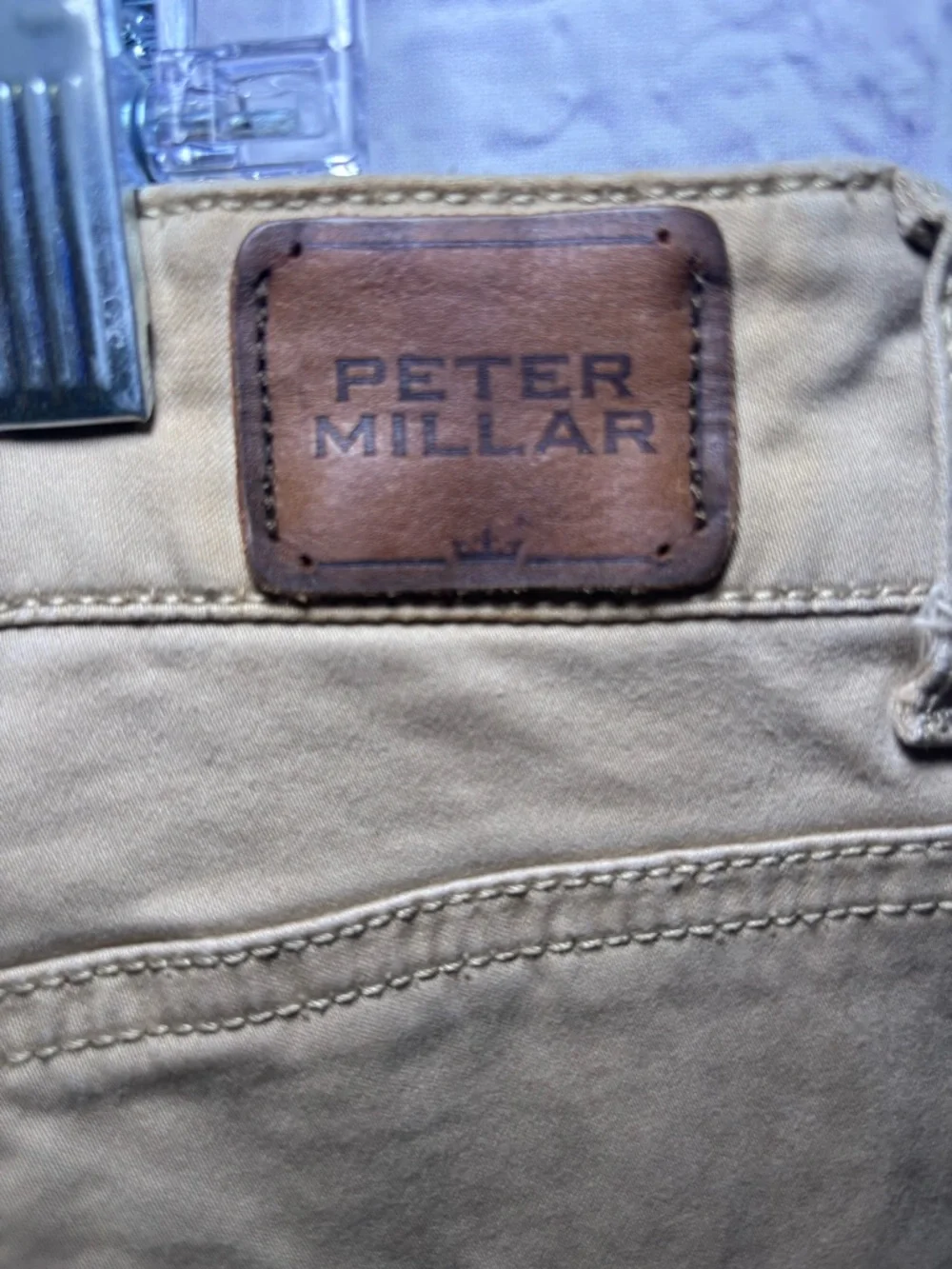 Peter Millar Crown Pants Mens 40x28 Crown Sport Five Pocket Khaki Cotton Canvas